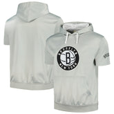 Brooklyn Nets Short Sleeve Pullover Hoodie Silver/White - Fanatics