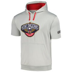 New Orleans Pelicans Short Sleeve Pullover Hoodie Silver/Red - Fanatics