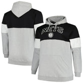 Brooklyn Nets Big & Tall Pullover Hoodie Black/White - Fanatics
