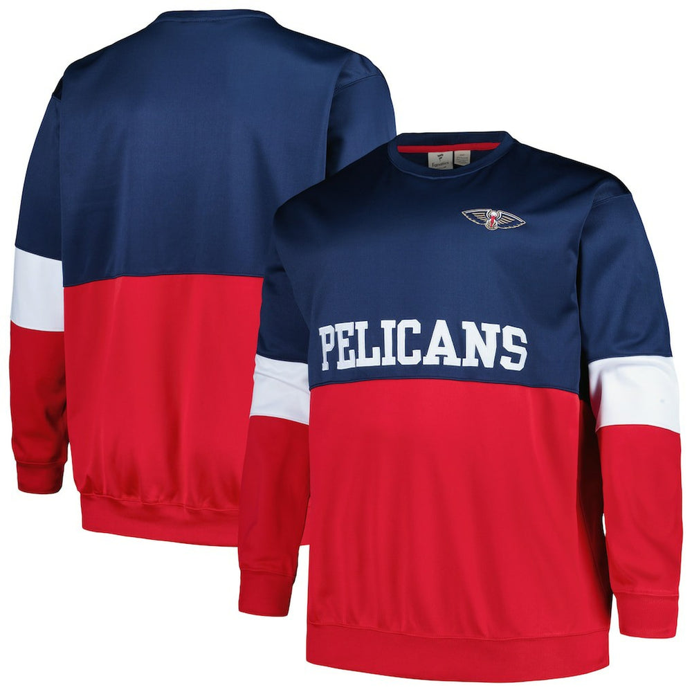 New Orleans Pelicans Big & Tall Split Pullover Sweatshirt Navy/Red - Fanatics
