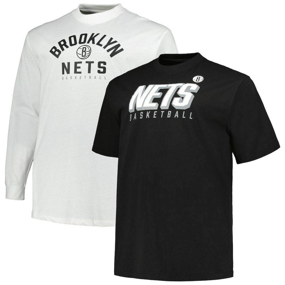 Brooklyn Nets Big & Tall Short Sleeve & Long Sleeve T-Shirt Set Black/White - Fanatics