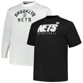 Brooklyn Nets Big & Tall Short Sleeve & Long Sleeve T-Shirt Set Black/White - Fanatics