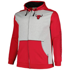 Chicago Bulls Big & Tall Contrast Pieced Stitched Full-Zip Hoodie Red/Heather Gray - Fanatics