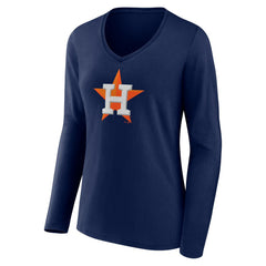Houston Astros Fanatics Women's Official Logo V-Neck Long Sleeve T-Shirt - Navy T-shirts