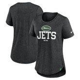 New York Jets Women's Fashion Tri-Blend T-Shirt - Heather Black T-shirts