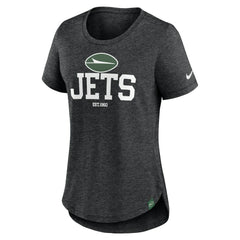 New York Jets Women's Fashion Tri-Blend T-Shirt - Heather Black T-shirts