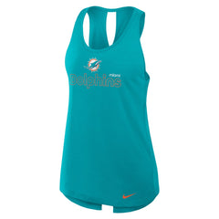 Miami Dolphins Women's Open-Back Crisscross Dri-FIT Tank Top - Aqua Tops