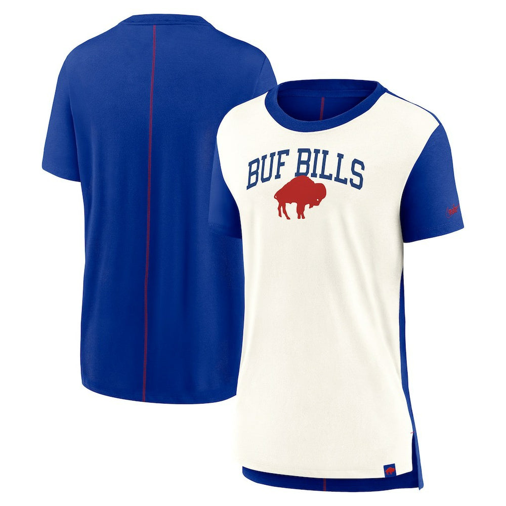 Buffalo Bills Women's Wordmark Tri-Blend T-Shirt - Cream/Royal T-shirts