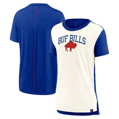 Buffalo Bills Women's Wordmark Tri-Blend T-Shirt - Cream/Royal T-shirts