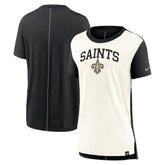 New Orleans Saints Women's Wordmark Tri-Blend T-Shirt - Cream/Black T-shirts
