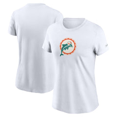 Miami Dolphins Women's Throwback Primary Logo T-Shirt - White T-shirts
