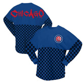 Chicago Cubs Fanatics Women's Checker Print Long Sleeve T-Shirt - Royal T-shirts