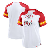 Kansas City Chiefs Women's Foiled Primary Lace-Up T-Shirt - White/Red T-shirts