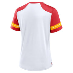 Kansas City Chiefs Women's Foiled Primary Lace-Up T-Shirt - White/Red T-shirts