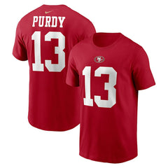 Brock Purdy San Francisco 49ers Player Name & Number T-Shirt - Scarlet T-shirts