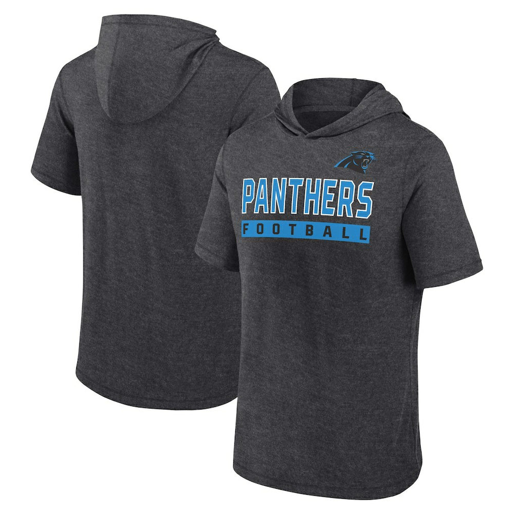 Carolina Panthers Push Short Sleeve Pullover Hoodie - Heather Charcoal Hoodies