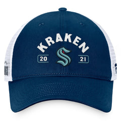 Seattle Kraken Fanatics Free Kick Trucker Adjustable Hat - Deep Sea Blue/White | US 200542907