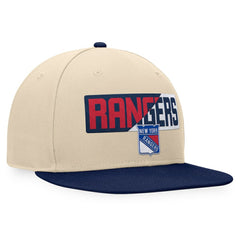 New York Rangers Fanatics Goalaso Snapback Hat - Cream/Navy | US 200542917