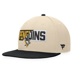 Pittsburgh Penguins Fanatics Goalaso Snapback Hat - Cream/Black | US 200542919