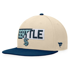 Seattle Kraken Fanatics Goalaso Snapback Hat - Cream/Deep Sea Blue | US 200542921