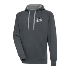 Chicago Blackhawks Antigua Metallic Logo Victory Pullover Hoodie - Charcoal | US 200544152