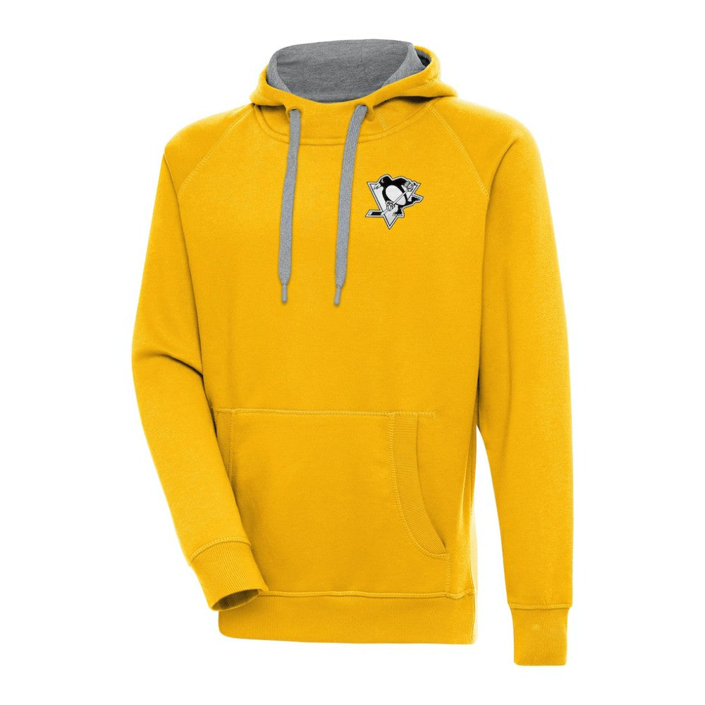 Pittsburgh Penguins Antigua Metallic Logo Victory Pullover Hoodie - Gold | US 200544262