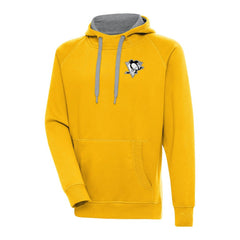 Pittsburgh Penguins Antigua Metallic Logo Victory Pullover Hoodie - Gold | US 200544262