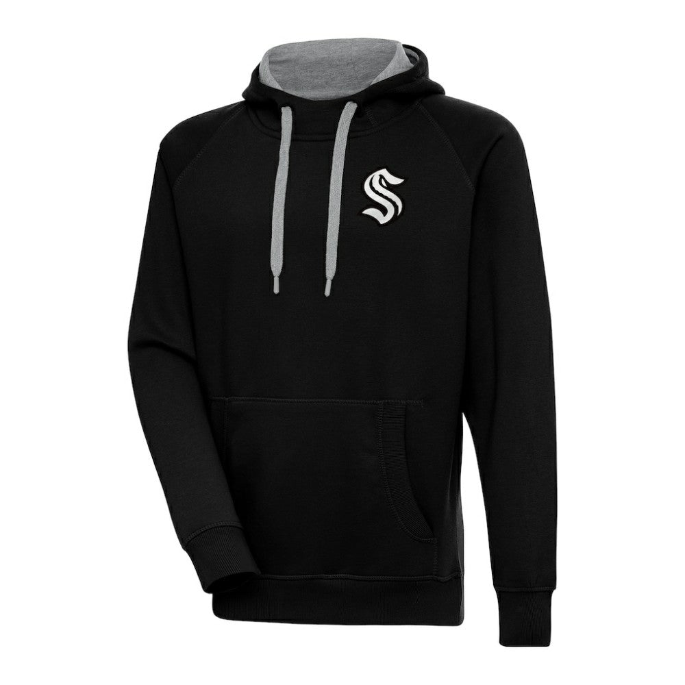 Seattle Kraken Antigua Metallic Logo Victory Pullover Hoodie - Black | US 200544270