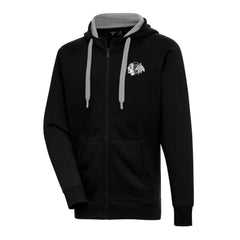 Chicago Blackhawks Antigua Metallic Logo Victory Full-Zip Hoodie - Black | US 200544448