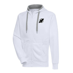 New Jersey Devils Antigua Metallic Logo Victory Full-Zip Hoodie - White | US 200544472