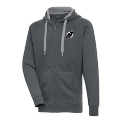 New Jersey Devils Antigua Metallic Logo Victory Full-Zip Hoodie - Charcoal | US 200544476