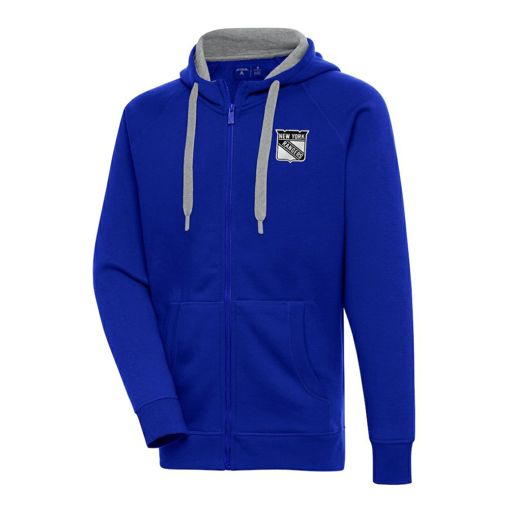 New York Rangers Antigua Metallic Logo Victory Full-Zip Hoodie - Blue | US 200544480