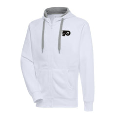 Philadelphia Flyers Antigua Metallic Logo Victory Full-Zip Hoodie - White | US 200544482