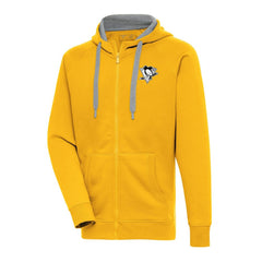 Pittsburgh Penguins Antigua Metallic Logo Victory Full-Zip Hoodie - Gold | US 200544490