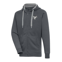 Pittsburgh Penguins Antigua Metallic Logo Victory Full-Zip Hoodie - Charcoal | US 200544491
