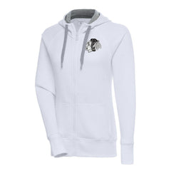 Chicago Blackhawks Antigua Women's Metallic Logo Victory Full-Zip Hoodie - White | US 200544874
