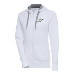 Dallas Stars Antigua Women's Metallic Logo Victory Full-Zip Hoodie - White | US 200544884