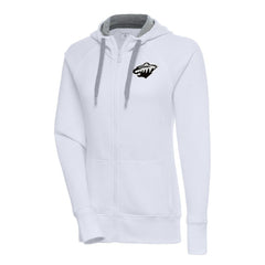Minnesota Wild Antigua Women's Metallic Logo Victory Full-Zip Hoodie - White | US 200544894