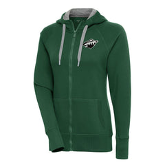 Minnesota Wild Antigua Women's Metallic Logo Victory Full-Zip Hoodie - Green | US 200544897