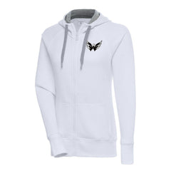 Washington Capitals Antigua Women's Metallic Logo Victory Full-Zip Hoodie - White | US 200544938