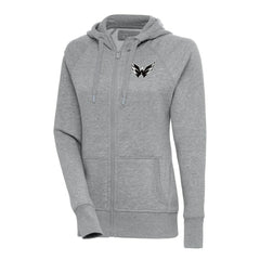 Washington Capitals Antigua Women's Metallic Logo Victory Full-Zip Hoodie - Heather Gray | US 200544940