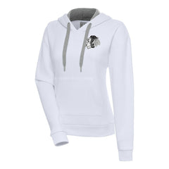 Chicago Blackhawks Antigua Women's Metallic Logo Victory Pullover Hoodie - White | US 200545005
