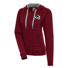 Colorado Avalanche Antigua Women's Metallic Logo Victory Pullover Hoodie - Burgundy | US 200545020