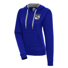 New York Rangers Antigua Women's Metallic Logo Victory Pullover Hoodie - Blue | US 200545049