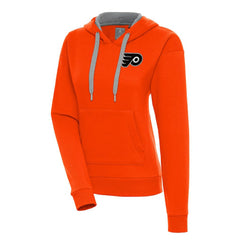 Philadelphia Flyers Antigua Women's Metallic Logo Victory Pullover Hoodie - Orange | US 200545054