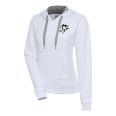 Pittsburgh Penguins Antigua Women's Metallic Logo Victory Pullover Hoodie - White | US 200545056