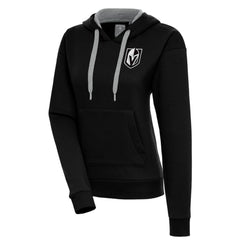 Vegas Golden Knights Antigua Women's Metallic Logo Victory Pullover Hoodie - Black | US 200545077