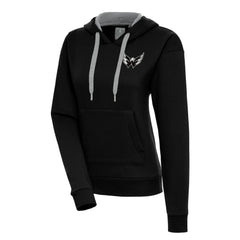 Washington Capitals Antigua Women's Metallic Logo Victory Pullover Hoodie - Black | US 200545081