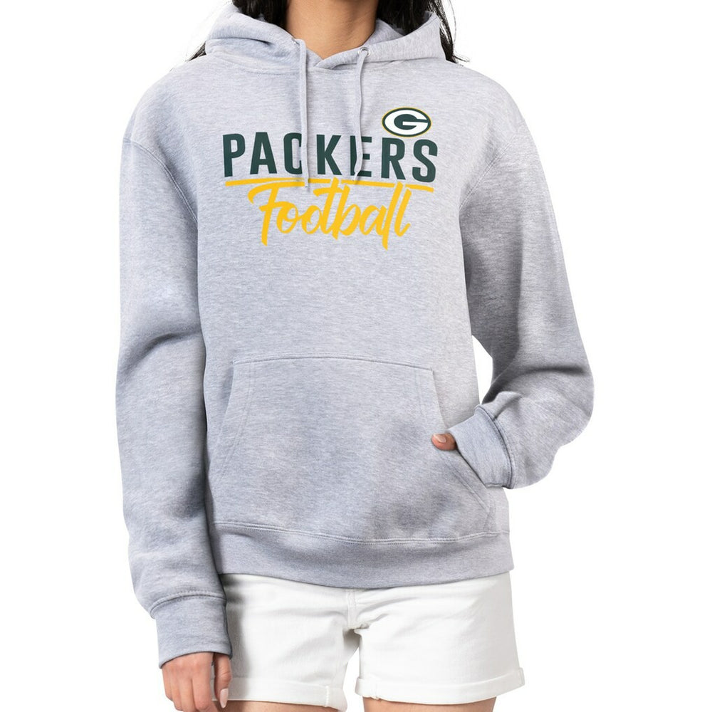 Green Bay Packers G-III 4Her by Carl Banks Women's Graphic Fleece Pullover Hoodie - Heather Gray Hoodies