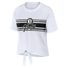 Brooklyn Nets WEAR by Erin Andrews Women's Tie-Front T-Shirt White outlet